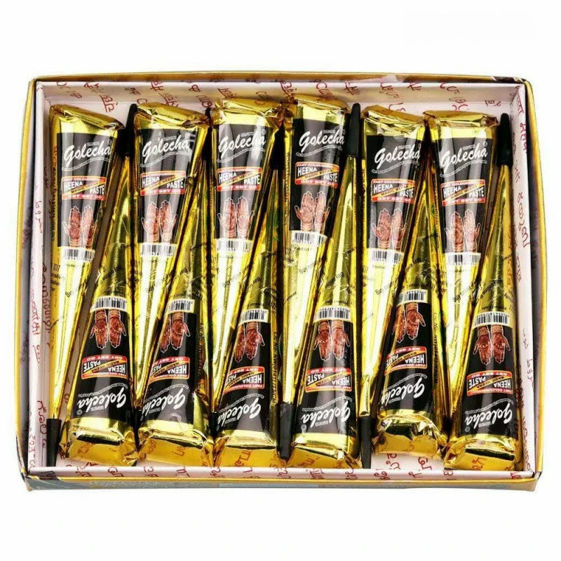 Henna Temporary Tattoo Paste – Brown, Black & Red Semi-Permanent Body Art Kit (1/3/12pcs)