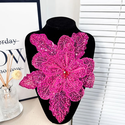 White Multi-Layer Lace Sequin 3D Flower Patch – DIY Clothing Decorative Applique