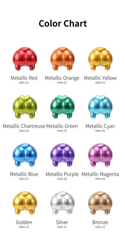 DSPIAE MKA 12-Color Super Metallic Brush Pens — Eco-Friendly Water-Based, Soft Brush Tip (12-Pack)
