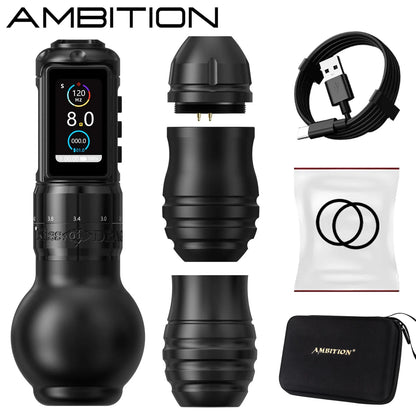Ambition Traveler-T2 Wireless Tattoo Machine - Adjustable Stroke Tattoo Pen with 2000mAh Battery