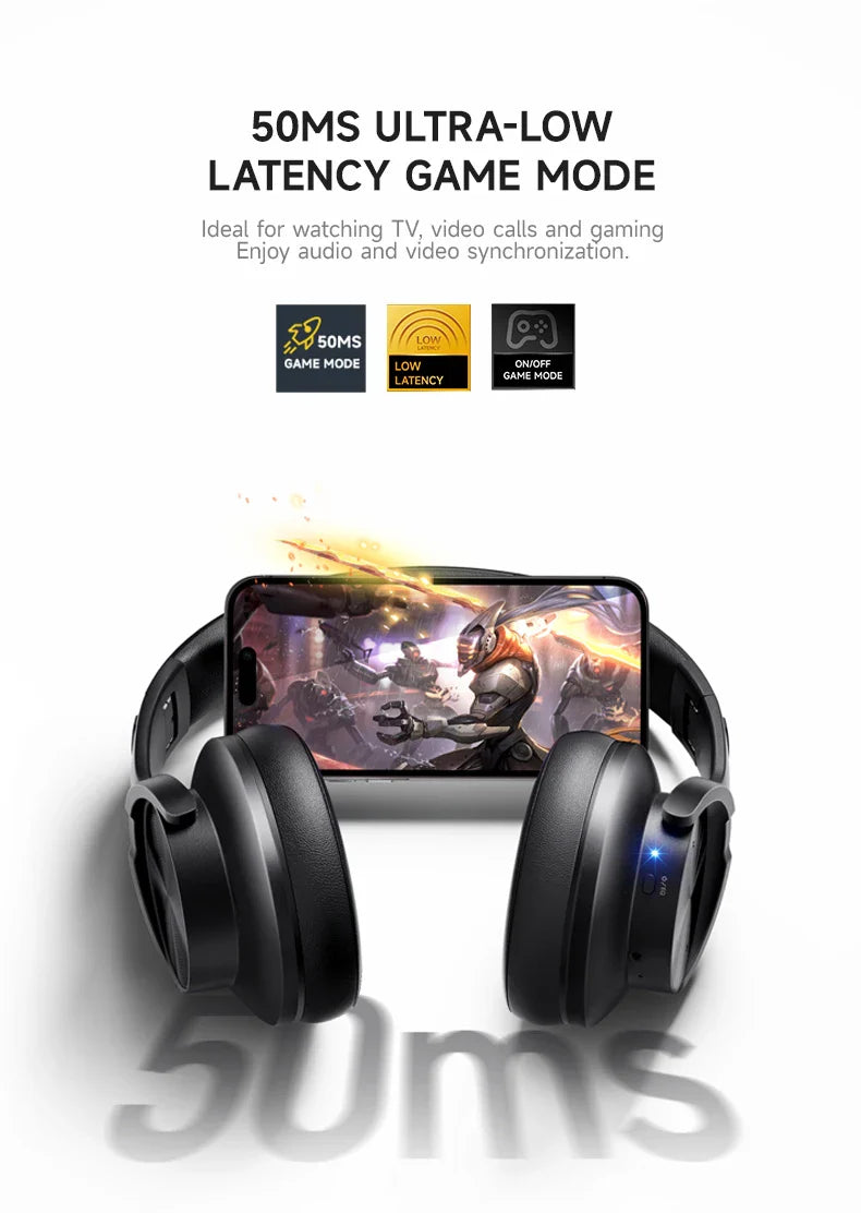 Picun B8 Bluetooth Headphones - 120H Playtime, Wireless Over-Ear Headset, 3EQ Mode, Low Latency, Hands-Free Calls