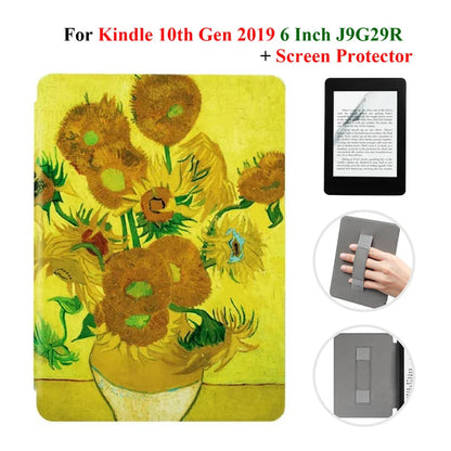 Kindle 10th Gen 6" Leather Case – Hand Strap & Screen Protector Cover with Wake/Sleep Function (2019, J9G29R)