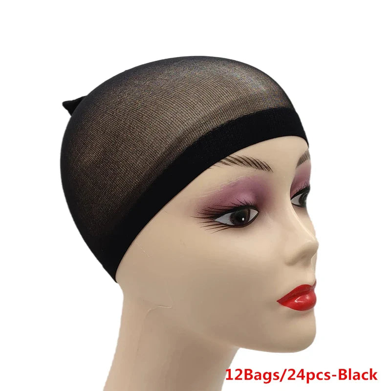 Ventilated Nylon Mesh Wig Cap – Stretchy, Breathable, Extra Thin Stocking Hairnets for Wigs, Available in 1/6/12 Bags