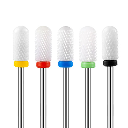 5PCS Ceramic Nail Drill Bit Set - Electric Milling Cutter Bits for Manicure & Pedicure Nail Machine Accessories