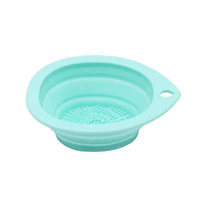 Silicone Makeup Brush Cleaner Bowl – Folding Powder Puff & Eyeshadow Brush Washing Mat, Soft Beauty Scrubber Tool