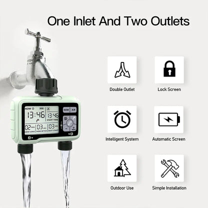 Super Timing System 2-Outlet Water Timer - Precise Outdoor Automatic Irrigation, Fully Adjustable Watering Program
