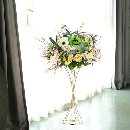 Gold Iron Flower Vase — Wedding Table Centerpiece & Home Flower Stand Decoration