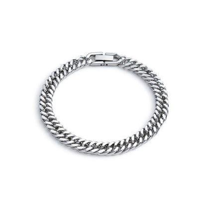 Stainless Steel Fish Scale Bracelet - Double Row Braided Magnetic Buckle Alloy Jewelry