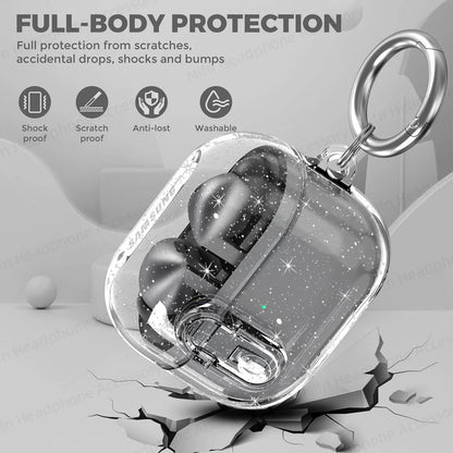 Glitter Transparent Security Lock Case for Samsung Galaxy Buds 3/3 Pro – Charging Case with Cleaning Kit