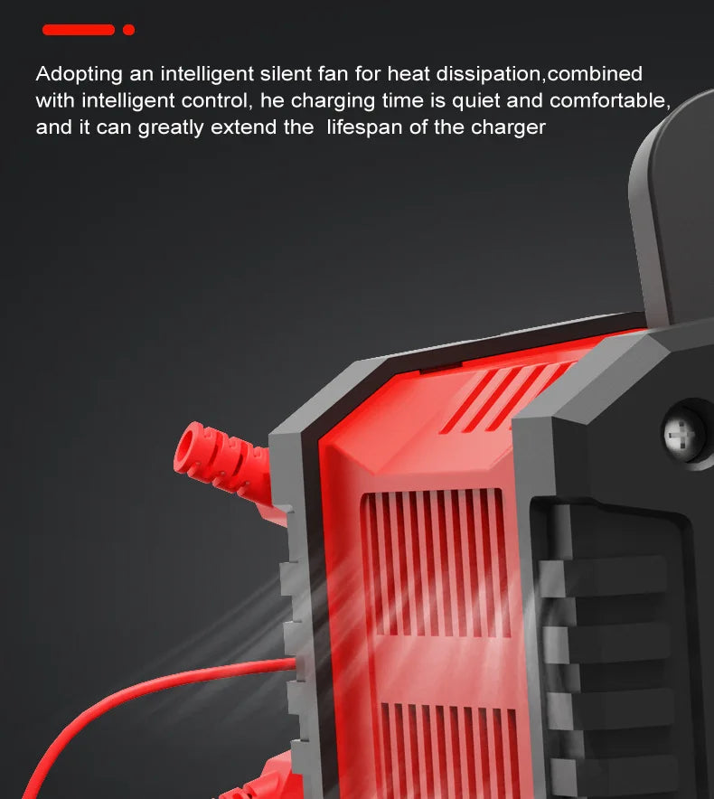 12V/24V Fully Automatic Smart Battery Charger — 7-Segment Pulse Repair for AGM, GEL, WET Lead-Acid Car Batteries