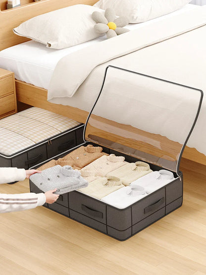 Heavy-Duty Under-Bed Storage Bag – Foldable Box with Large Transparent Window for Clothes, Bedding & Dorm