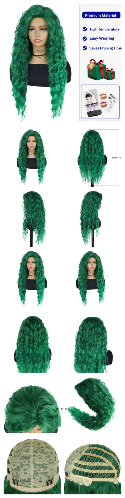 Ash Blonde Synthetic Wig – 26" Long Curly Ombre Hair, Fluffy Wave Wig for Women, Costume & Party Wig