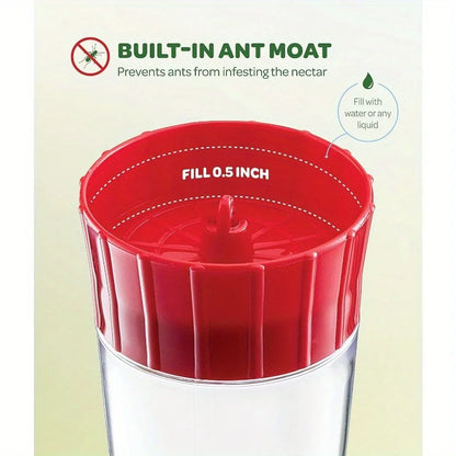 Suspended Hummingbird Feeder – 13.5oz Bird Feeder with Hook and 5 Nectar Feeding Ports