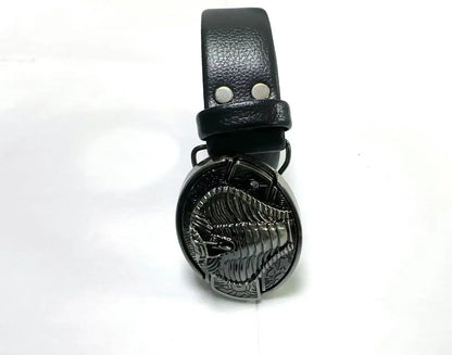 Vintage Adjustable Belt – Metal Buckle Fashion Waistband for Men, Punk Western Cowboy Style with Embossed Design
