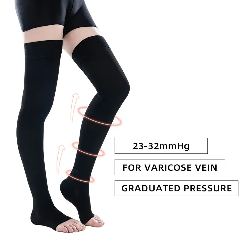 23-32mmHg Elastic Nursing Compression Stocking - Unisex Medical Class 2 Pressure Stockings for Sleep and Varicose Vein Relief