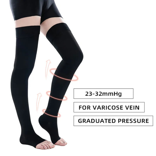 23-32mmHg Elastic Nursing Compression Stocking - Unisex Medical Class 2 Pressure Stockings for Sleep and Varicose Vein Relief