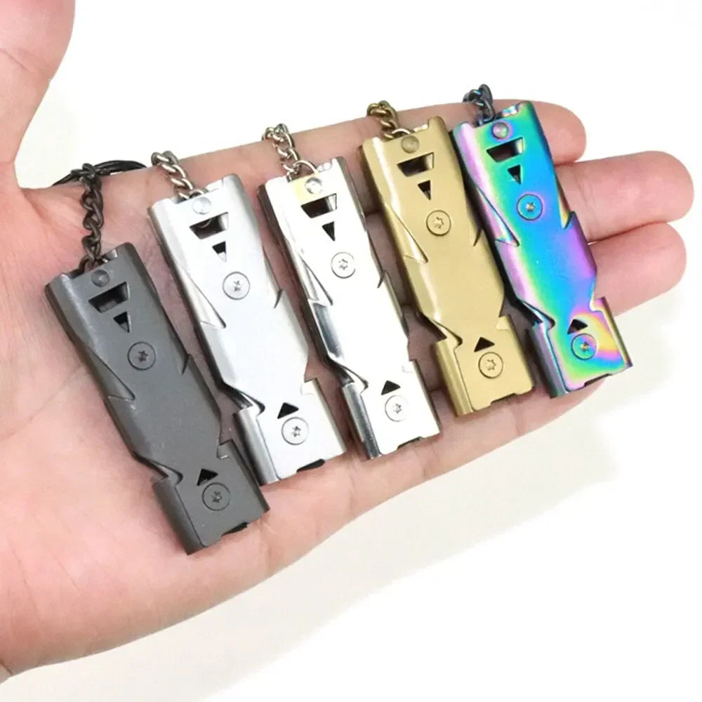 Double Pipe Whistle Keychain – High Decibel Outdoor Survival Emergency Tool