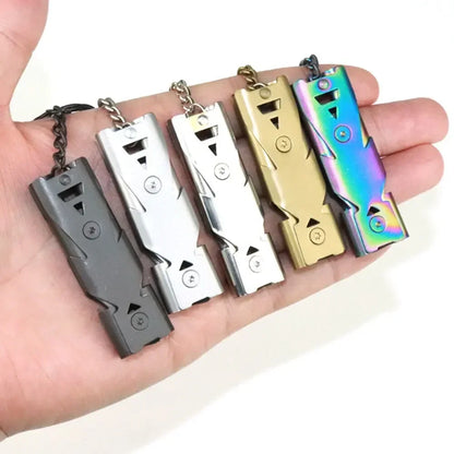 Double Pipe Whistle Keychain – High Decibel Outdoor Survival Emergency Tool