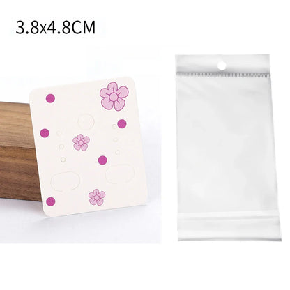 50 Sets Earring & Necklace Display Cards with Self-Seal Kraft Paper Bags – DIY Jewelry Packaging