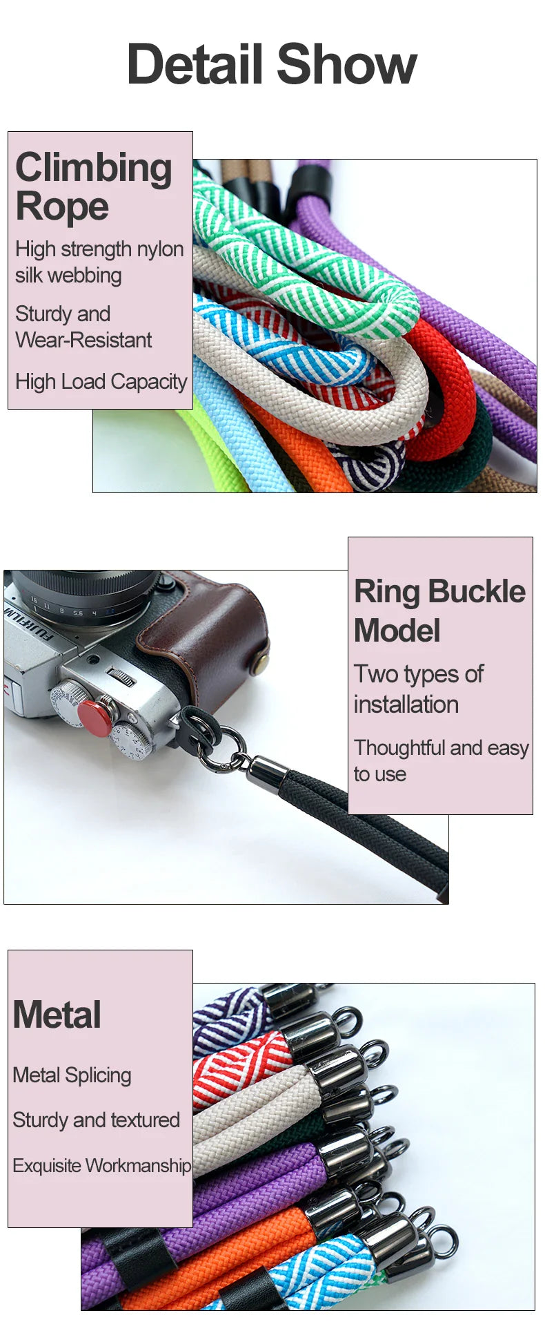 Camera Wrist Strap Nylon Rope Hand Belt with Quick Release for Nikon DSLR Mirrorless SLR GoPro