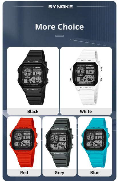 SYNOKE Men's Military Digital Sports Watch – Waterproof Luminous Chronograph Electronic Wristwatch