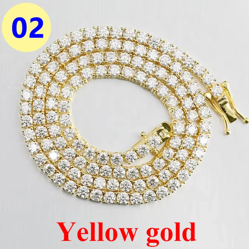 3–6.5MM D Color Moissanite Tennis Bracelet & Necklace Set – Hip Hop S925 Sterling Silver White Gold Plated Jewelry for Men & Women