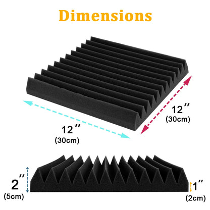 12 Pack Soundproof Foam Panels – Acoustic Sound Absorbing Pads for Studio, KTV, Home & Wall Insulation