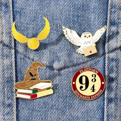 4-Piece Cartoon Enamel Brooch Set - Cute Metal Pins for Backpacks, Clothing & Gift Accessories