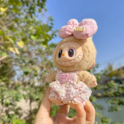 Cute Labubu Doll Outfit Set – Classic Dress for 17cm V2 Mini Dolls, Clothing Accessories for Kids Gift