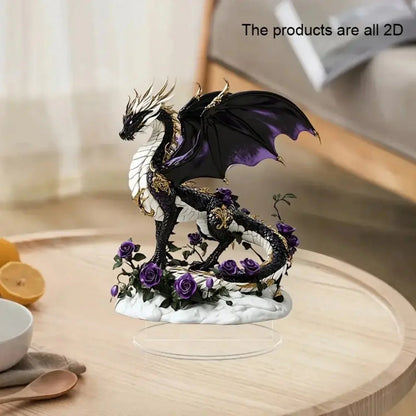 Black Dragon Lightning Acrylic Plaque - 2D Decorative Display Sign for Home, Office, Cafe & Studio