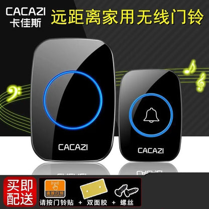 CACAZI A06 DC Battery-Operated Wireless Waterproof Doorbell – 300M Remote, 36 Chimes, Cordless Home Call Bell