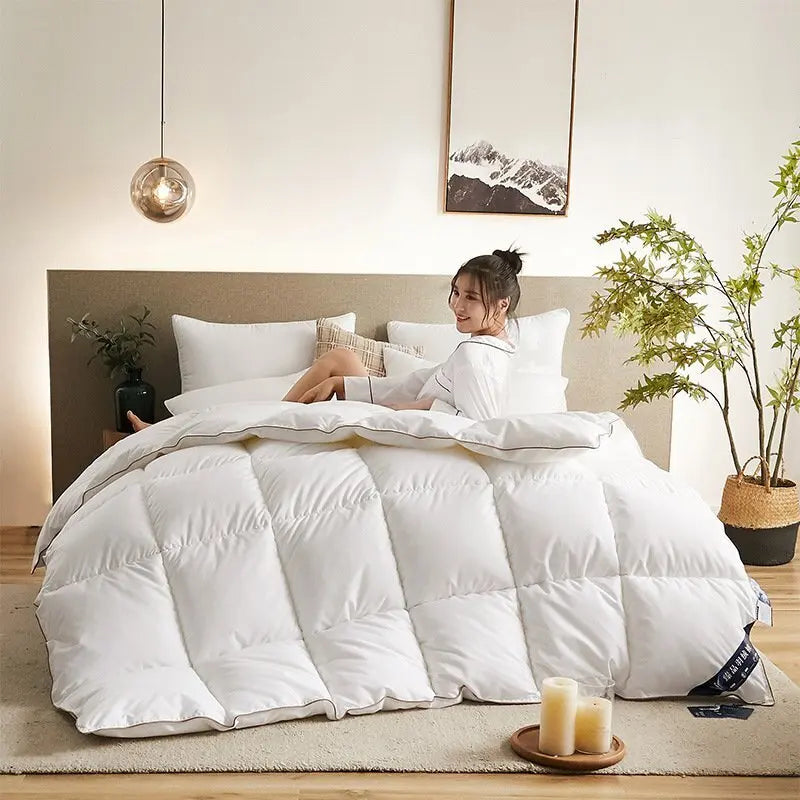 95% White Goose Down Quilt – Winter Cotton, Thick & Lightweight, High-Quality Breathable Household Bedding