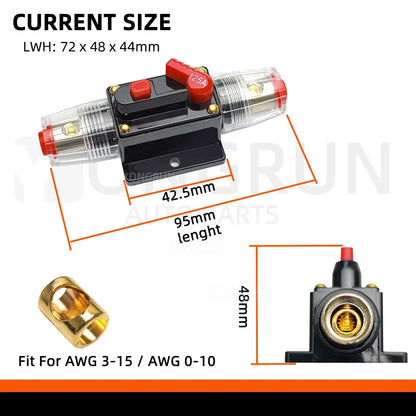 Manual Reset Circuit Breaker - 20A-300A Waterproof 12V-48V DC Car Audio Marine Fuse