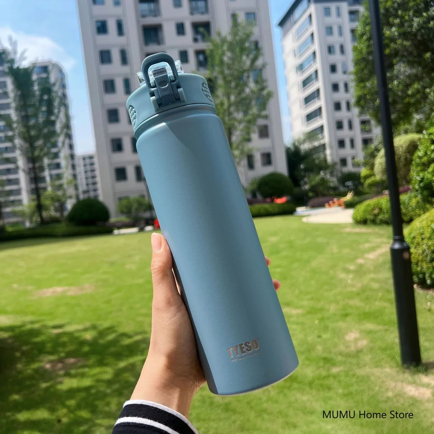 TYESO Stainless Steel Thermos Bottle with Straw - 600ML/750ML Insulated Thermal Sports Water Bottle for Hot & Cold Drinks