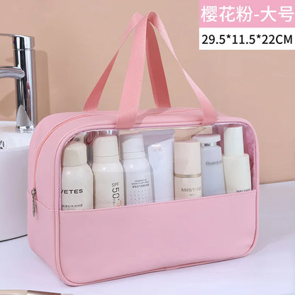 Portable Transparent Travel Cosmetic Bag for Women — Large-Capacity Waterproof Makeup & Toiletry Storage Case