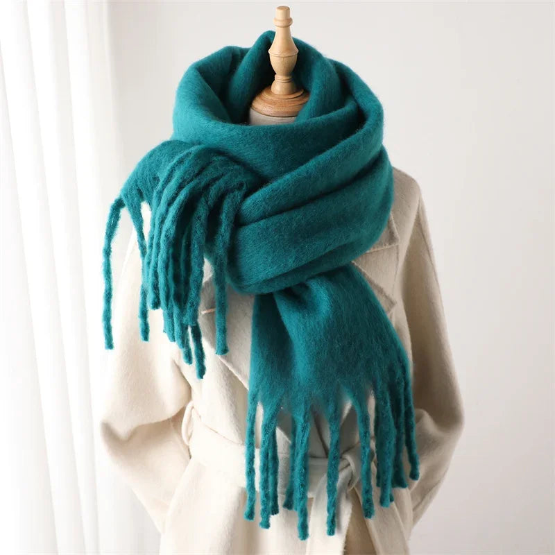 Women’s Winter Cashmere Scarf – Thick Soft Pashmina Shawl with Tassels, Warm Blanket Wrap & Long Poncho Echarpe