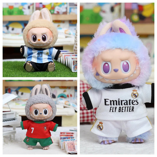 17cm Labubu Doll Clothing DIY Football Sportswear – Size 7 Vinyl Pendant Toy for Boys V1 V2 V3