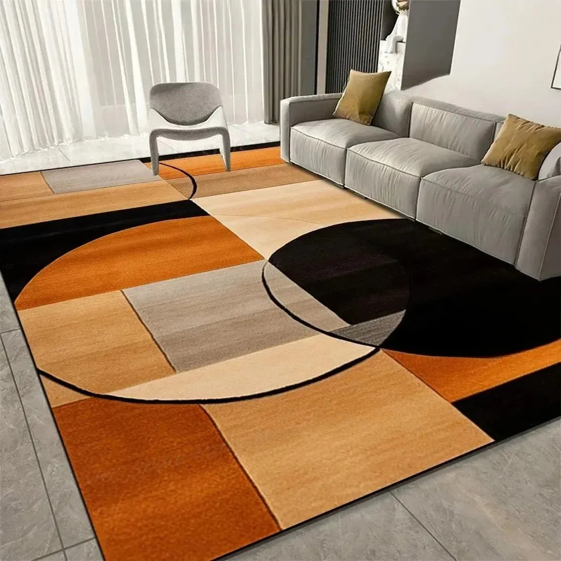 Modern Abstract Curve Rug - Non-Slip Geometric Area Carpet for Living Room and Bedroom