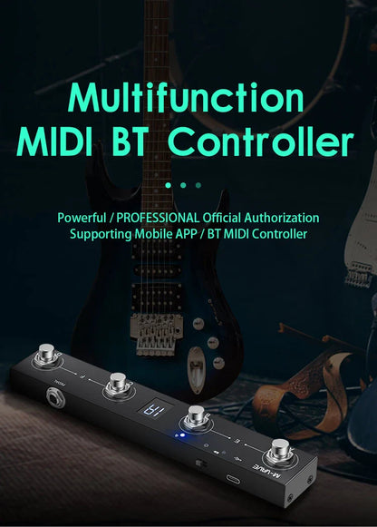 M-VAVE Chocolate MIDI Controller Pedal – Bluetooth Rechargeable, 4 Buttons with APP Control & Wireless Transmission