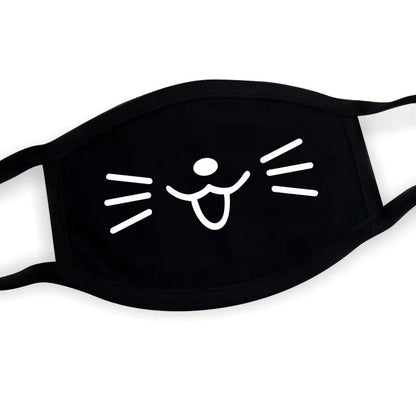 Black Cotton Winter Mask — Unisex Thickened Half-Face Cotton Cartoon Pattern Anti-Dust Respirator