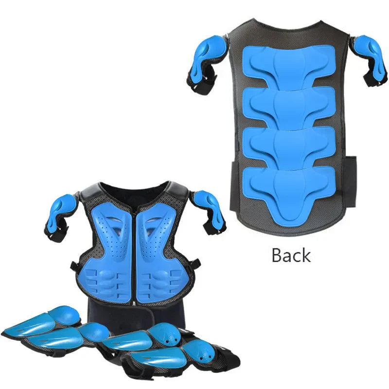 Kids Motocross Body Armor Vest – Chest, Spine & Knee Protection Gear for Boys & Girls (Height 0.85–1.7m)