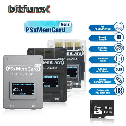 BitFunx PSxMemCard Gen2 SD2PSX – Memory Card Adapter for PS1/PS2 with SD Card Reader for Game Saves