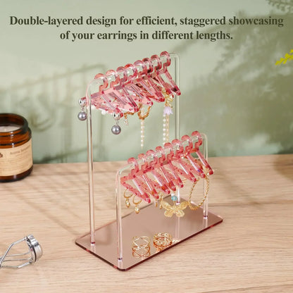 16pcs Hanger-Shaped Jewelry Holders – Personalized Earring Display Racks & Organizer Stands