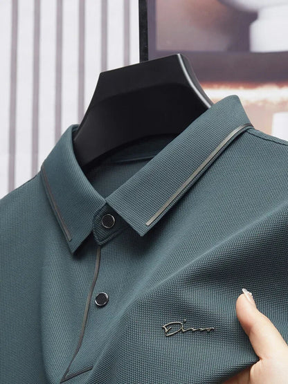 Men's Premium Luxury Polo Shirt - Seamless Cool Fabric Slim Fit Business Golf Top