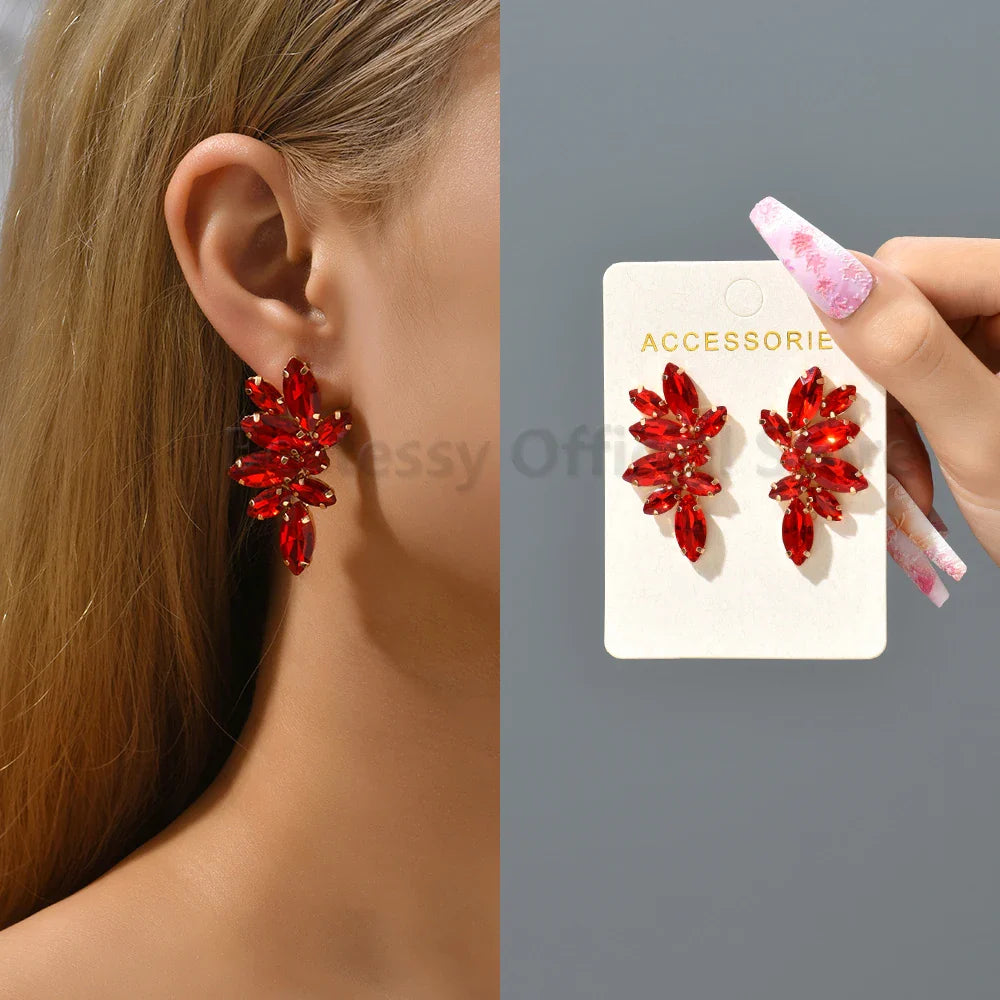 2025 Luxury Green Rhinestone Earrings – Vintage Geometric Wing Statement Jewelry for Women