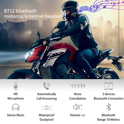 Wireless Motorcycle Helmet Headset Bluetooth 5.0 Earphones - Handsfree Stereo Earbud for Bike Riding
