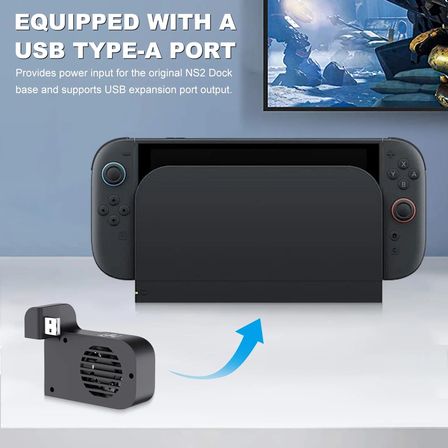 Nintendo Switch 2 Cooling Fan Dock with USB Port – 2-Speed Console Cooler Stand & Radiator Accessory