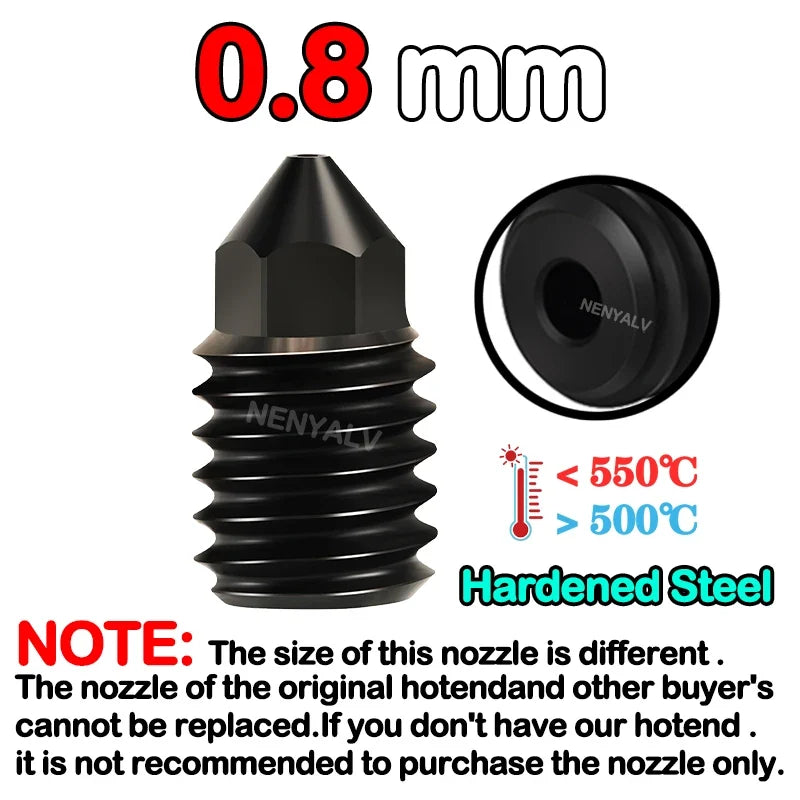 Bambu Lab A1 Mini Hardened Steel Hotend Kit - 0.2 0.4 0.6 0.8mm Nozzle Replacement Accessory for 3D Printer
