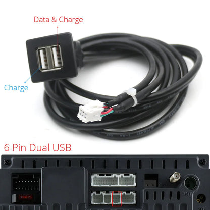 Dual USB Dashboard Mount Panel Extension Cable – 4/6 Pin Shielded Adapter for Car, Truck, Boat, Motorcycle, Android Head Unit