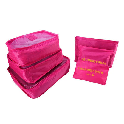 6PCS Travel Storage Bag Set – Clothes Organizer, Wardrobe Pouches & Packing Cubes for Suitcases
